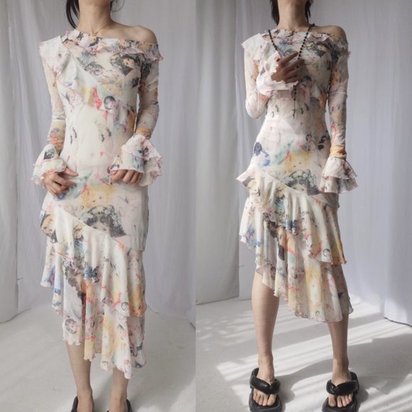 Jean Paul Gaultier Maille pink ruffle dress - Picture 12 of 14